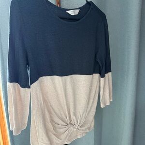 Two-Tone Blue and Cream Women's Top